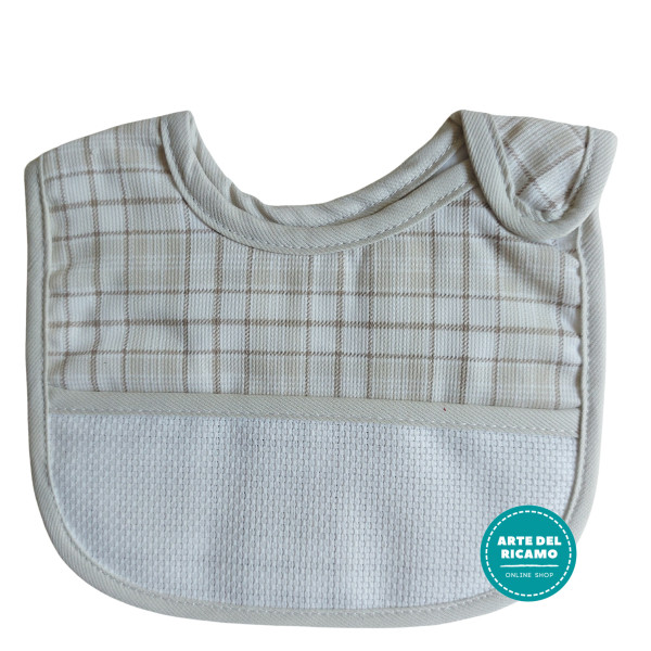 Baby Bib with Strap Closure - Scottish Line - Color Turtledove